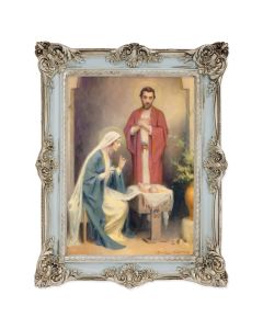 6 3/4" x 8 3/4" Powder Blue and Silver Photo Frame with Chambers: Holy Family of Nazareth Print-P65