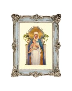 6 3/4" x 8 3/4" Powder Blue and Silver Photo Frame with Chambers: Queen of Heaven Print-P65