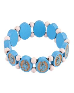Our Lady of Grace Blue Wood Bracelet-P65