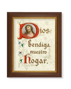 10 1/2" x 12 1/2" Walnut Finish Beveled Frame with 8" x 10" House Blessing (Spanish) Textured Art