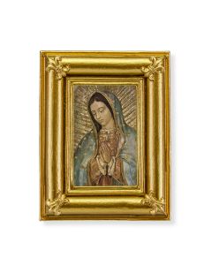 Gold Frame with Fleur de lis Corners and an Our Lady of Guadalupe Bust Print-P65