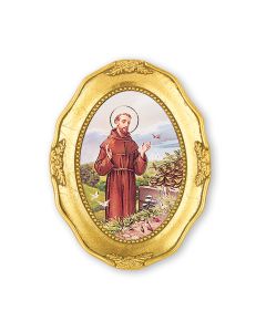 3 1/2" x 4 1/2" Gold Leaf Framed with a Saint Francis Print-P65