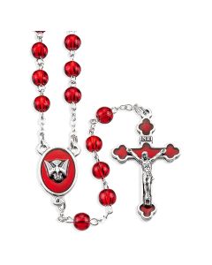 Red Epoxied Holy Spirit Confirmation Rosary Boxed