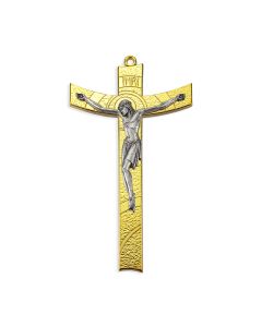 5 1/2" Gold Finish Metal Crucifix with Silver Corpus