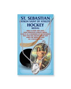 Oval Saint Sebastian Mens Hockey Medal on a 24" Chain