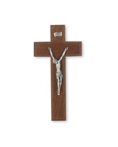 8" Walnut Cross with an Italian Silver Finish Corpus