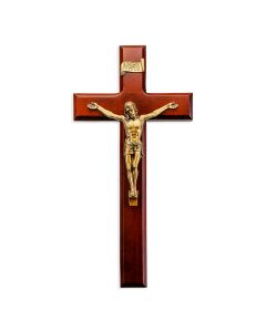 11" Dark Cherry Cross with Museum Gold Tone Corpus