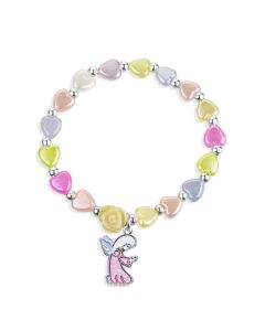 Multicolor Pearlescent Bead Rosary Bracelet with a Guardian Angel Charm-P65