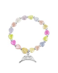 Multicolor Pearlescent Bead Rosary Bracelet with a Guardian Angel Wings Charm-P65