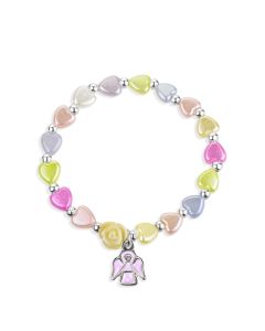 Multicolor Pearlescent Bead Rosary Bracelet with a Guardian Angel Charm-P65