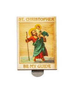 Saint Christopher Wooden Auto Visor Clip (Sold in Inc. of 3)
