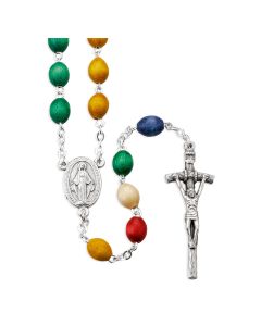 Oval Wood Bead Mission Rosary, Boxed
