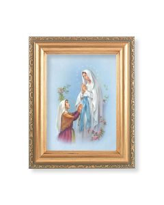 5.5" x 7" Antique Gold Frame with an Our Lady of Lourdes Print