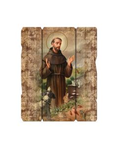 7 1/2" x 9" Saint Francis Vintage Wood Plaque