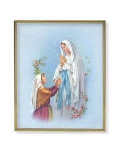 8" x 10" Gold Plaque Frame with an Our Lady of Lourdes Print