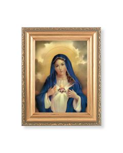 5.5" x 7" Antique Gold Frame with an Immaculate Heart of Mary Print
