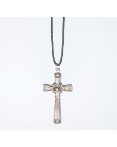 1 1/2" Silver Tone Crucifix with Clear Austrian Set Crystals