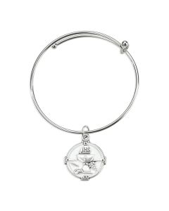 Silver Charm Bracelet with Pearlized Epoxied Round Communion Chalice Medal