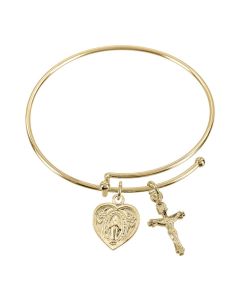 Gold Charm Bracelet with Heart Shaped Miraculous Medal Charm