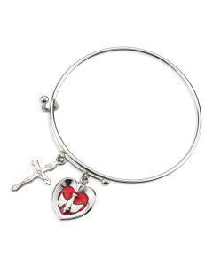 Silver Charm Bracelet with Heart Shaped Holy Spirit Confirmation Medal