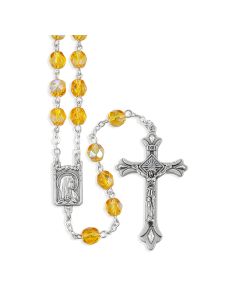Topaz Glass Bead Rosary with Deluxe Center and Crucifix