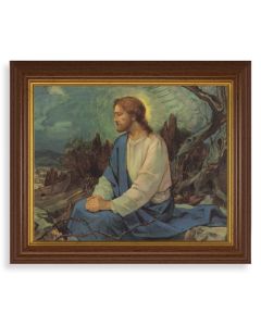 10 1/2" x 12 1/2" Walnut Finish Beveled Frame with 8" x 10" Meditation in the Garden Textured Art