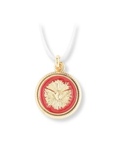 White Confirmation Necklace with a 3/4" Red Confirmation Pendant