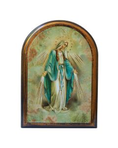 Our Lady of Grace Arched Wood Plaque