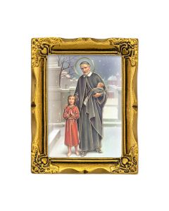 3" x 2" Antique Gold Frame with Saint Vincent Print-P65