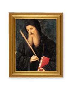 10" x 12" Gold Leaf Finish Beveled Frame with 8" x 10" Saint Benedict Textured Art