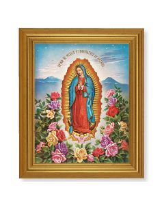 10" x 12" Gold Leaf Finish Beveled Frame with 8" x 10" Our Lady of Guadalupe Textured Art