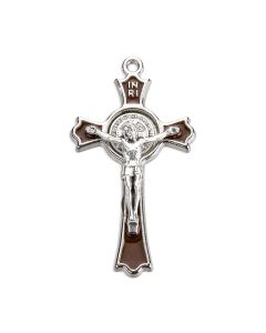 2" Saint Benedict Crucifix with Brown Epoxied Inlay