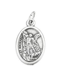7/8" St Michael Medal in Antiqued Silver Finish