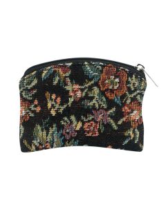 Black with Flower Pattern Brocade Rosary Case