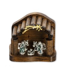 2" Wood Nativity with Metal Figurines with Gold Star