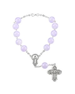 Round Violet Glass Bead Auto Rosary