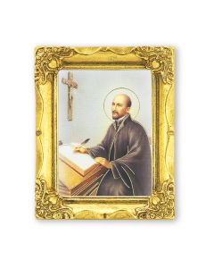 3" x 2" Antique Gold Frame with Saint Ignatius Print-P65