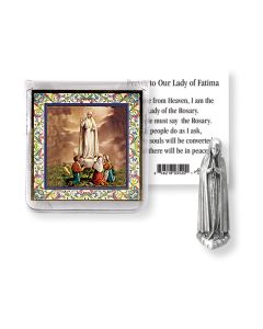 Our Lady of Fatima Pocket Statue with Holy Card in a Clear Pouch-P65