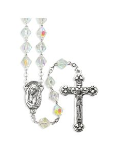 Crystal Aurora Borealis Bead Rosary, Boxed