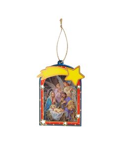 4" Christmas Nativity Scene with Angels Hanging Ornaments. Sets of 3
