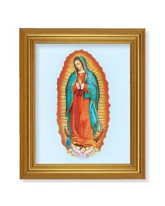 10" x 12" Gold Leaf Finish Beveled Frame with 8" x 10" Our Lady of Guadalupe Textured Art