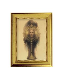 6 3/4" X 8 3/4" Gold Leaf Finish Frame with 5" X 7" Our Sacramental King Textured Art