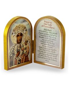 Our Lady of Czestochowa Standing Natural Wood Diptych