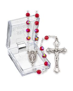 January Garnet Aurora Borealis Birthstone Rosary