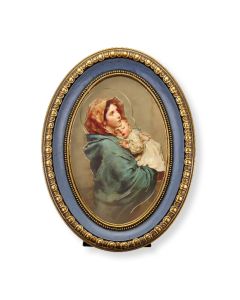 5 1/2" x 7 1/2" Oval Gold-Leaf Frame with a Madonna of the Streets Print-P65