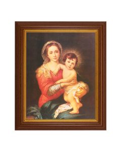 10 1/2" x 12 1/2" Walnut Finish Beveled Frame with 8" x 10" Murillo: Madonna and Child Textured Art