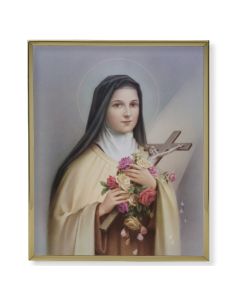 11" x 14" Gold Plaque Frame with a Saint Therese Print