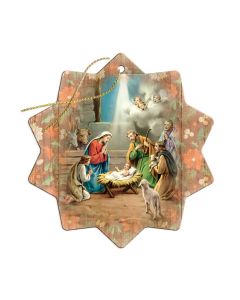 3" x 4" Fine Art Wooden Nativity Christmas Ornament