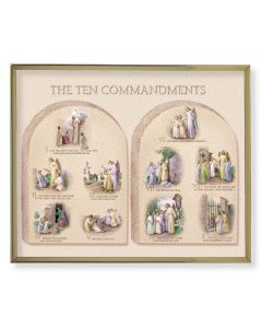 8" x 10" Gold Plaque Frame with a Ten Commandments Print