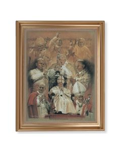 13 1/2" x 16 9/16" Gold Leaf Antique Finished Frame with 11" x 14"  Saint John Paul II Collage Textured Art